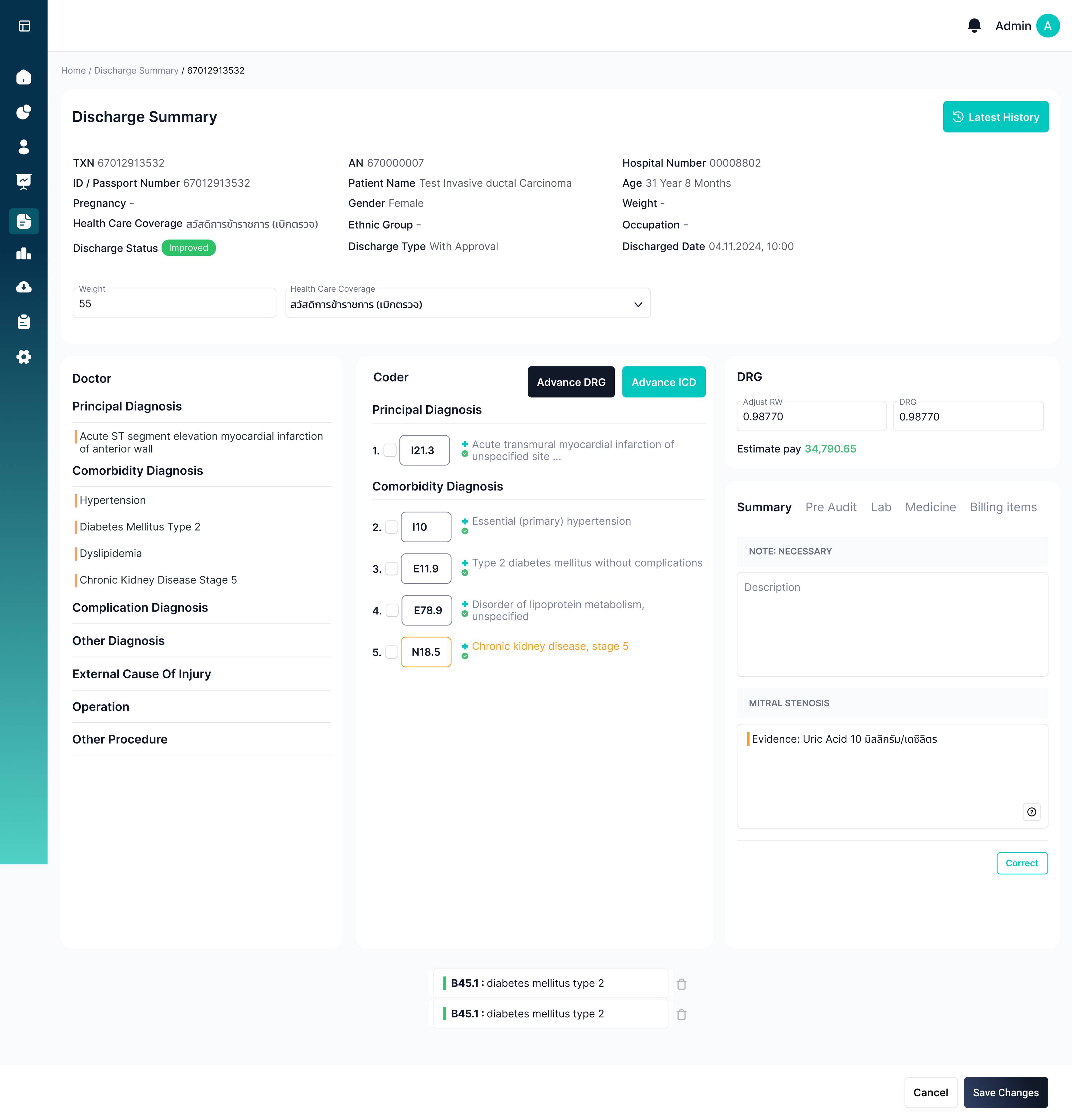 ChartSum Discharge Summary Example
