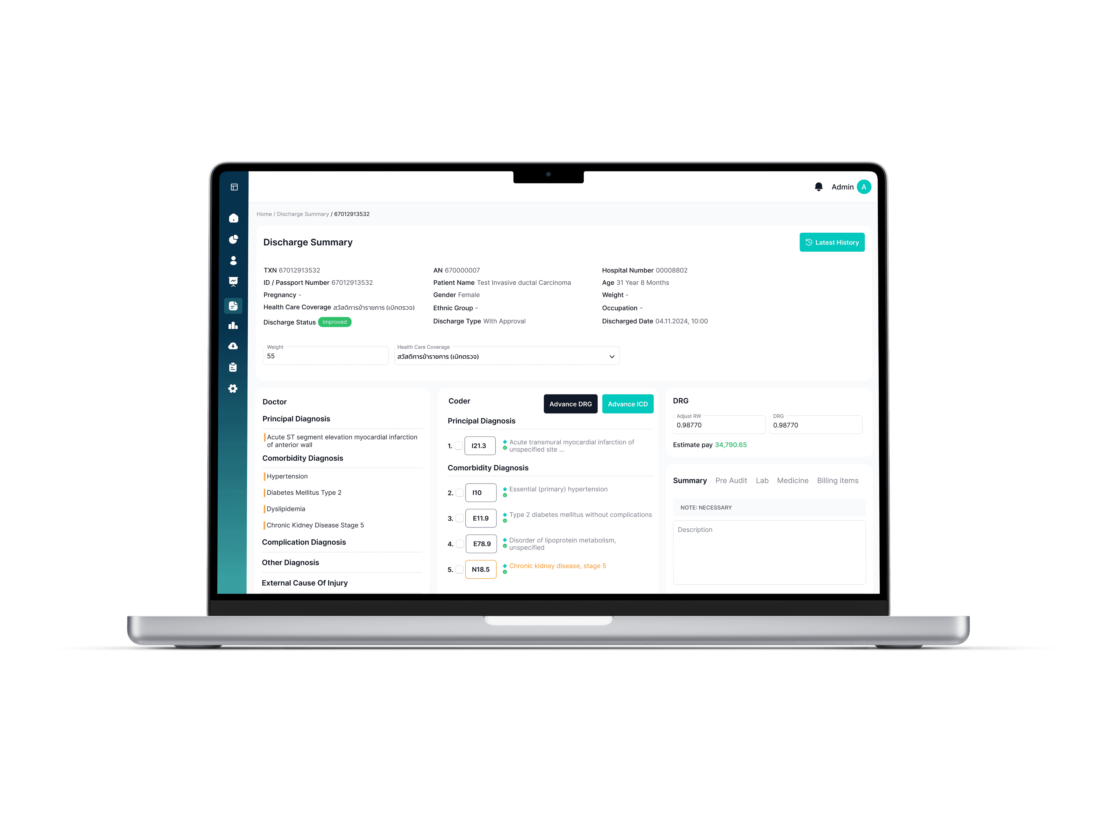 Discharge Summary demo on laptop